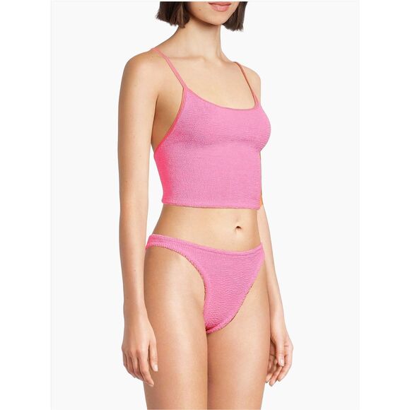 Hunza G Crinkle-Effect Scoopneck Bikini in Bubblegum One Size $240 - Picture 3 of 7